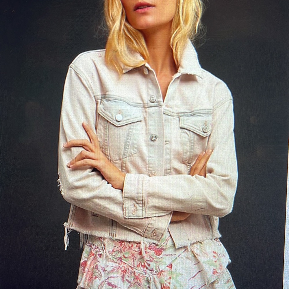 Mother The Cut Drifter Jean Jacket Pink 24” Size M New